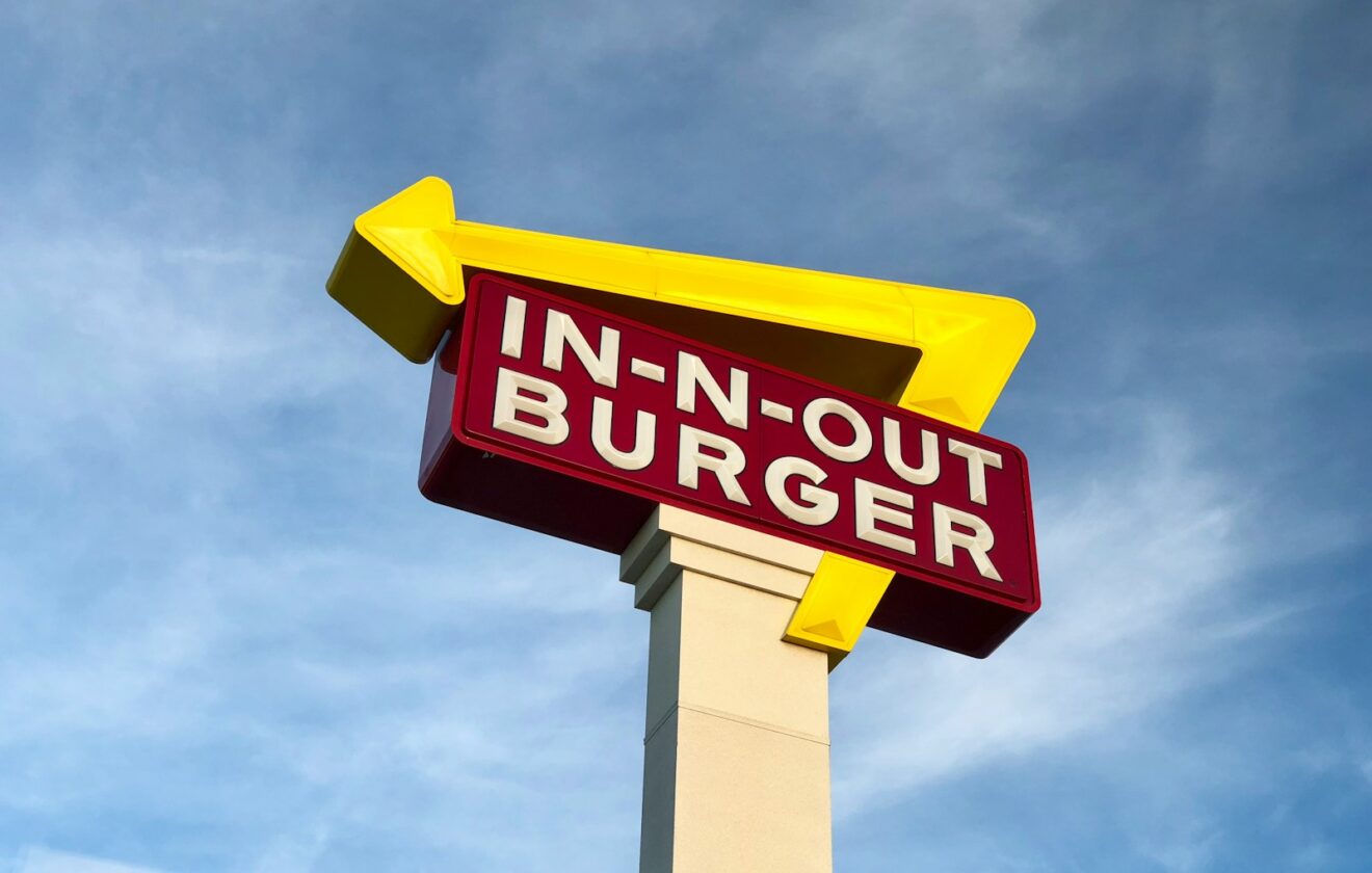yellow and red In-N-Out Burger signage