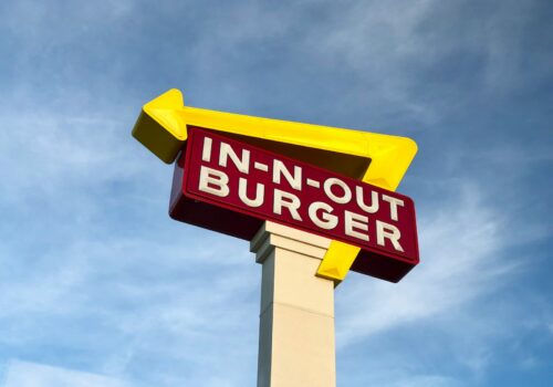 yellow and red In-N-Out Burger signage