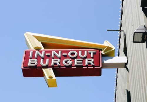 white In-N-Out Burger neon sign